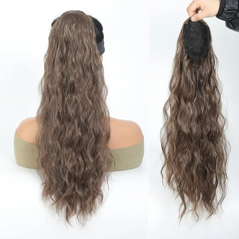 22-Inch Water Wave Drawstring Ponytail Extension