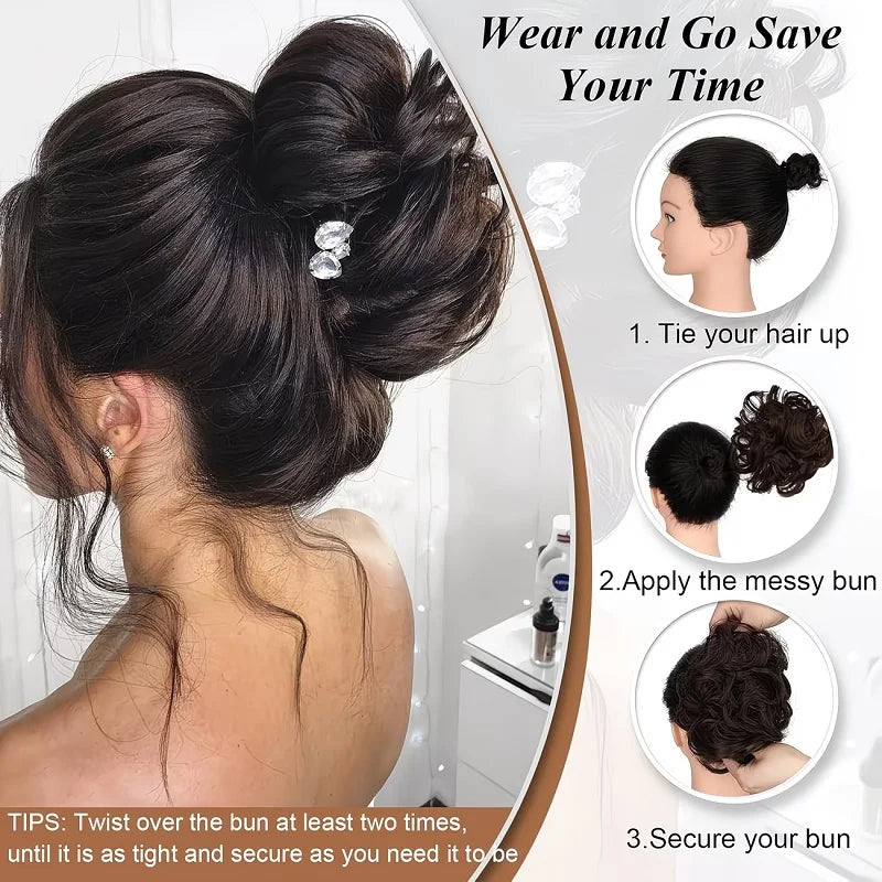 Messy Curly Hair Bun Extension for Instant Voluminous Updo Hairstyles - 5