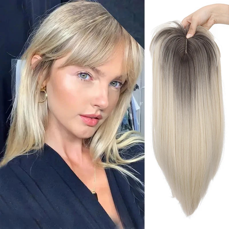 20-Inch Straight Hair Topper with Bangs for Thinning Hair - 13