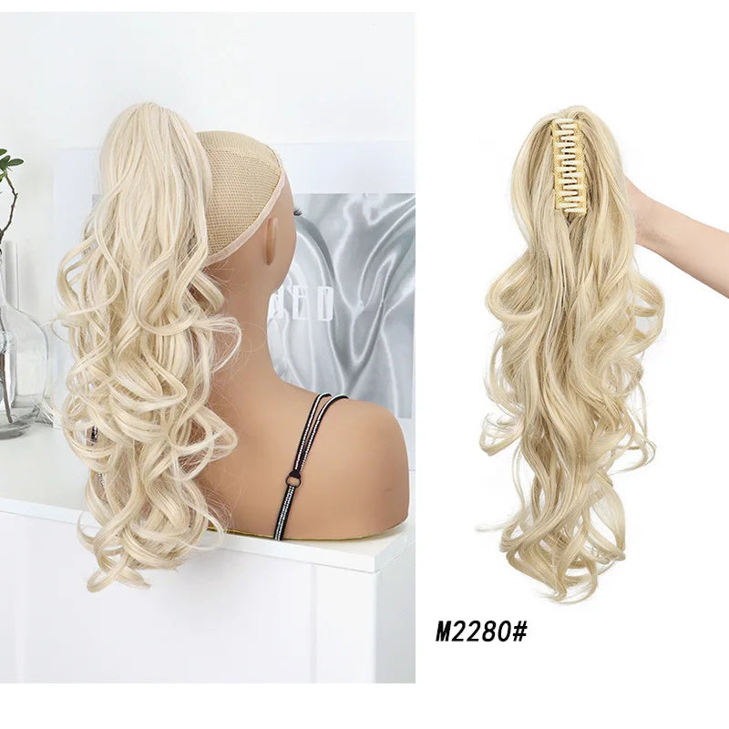 16-Inch Curly Wavy Claw Clip Ponytail Hair Extension