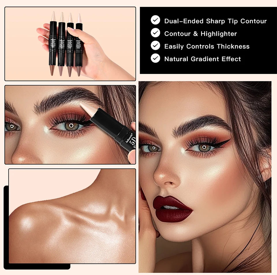 Dual-Ended Cream Contour and Highlighter Stick for Professional Sculpting - 10