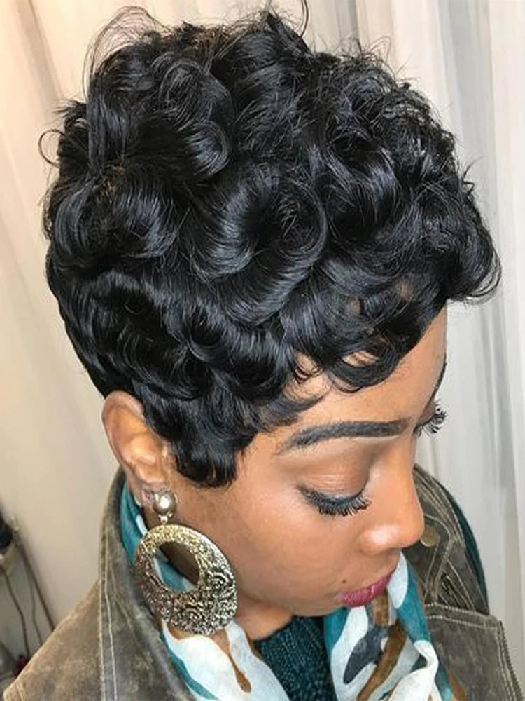 Short Curly Pixie Cut Wig for Daily Wear
