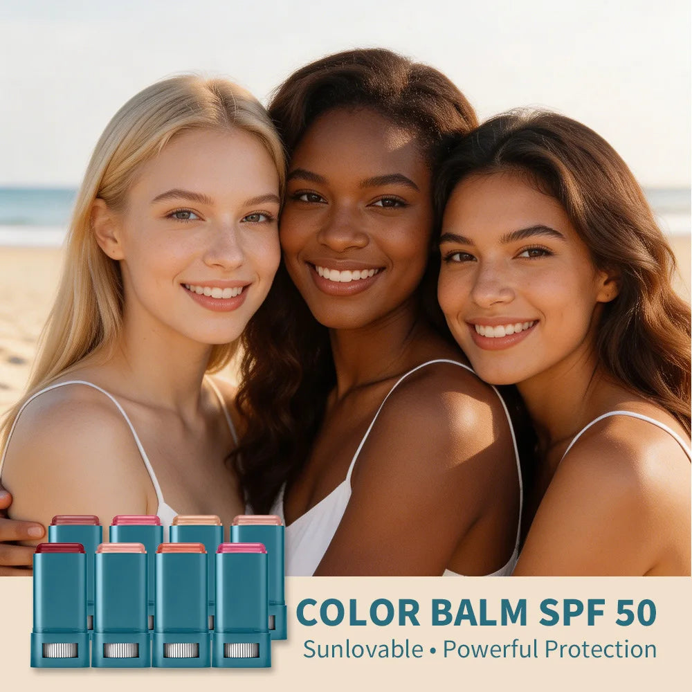Hydrating SPF 50 Tinted Blush Balm Stick for Natural Sun Protection