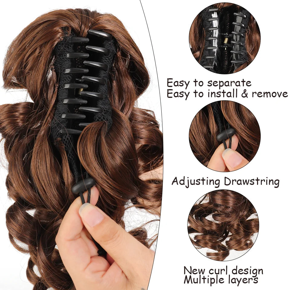 12 Inch Curly Claw Clip Ponytail Hair Extension for Women - 3