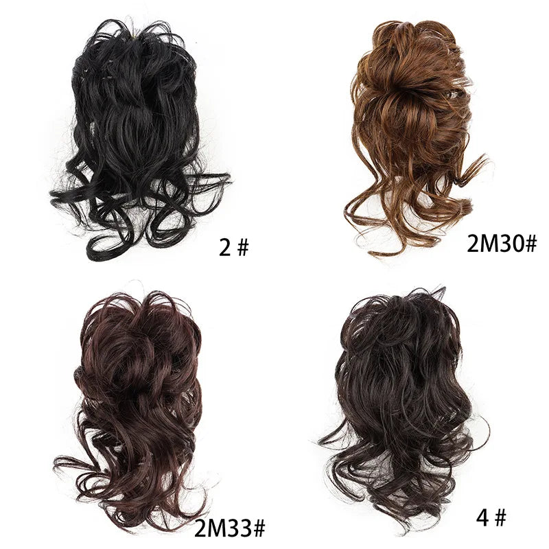 Messy Wavy Claw Clip Hair Bun Extension for Instant Volume