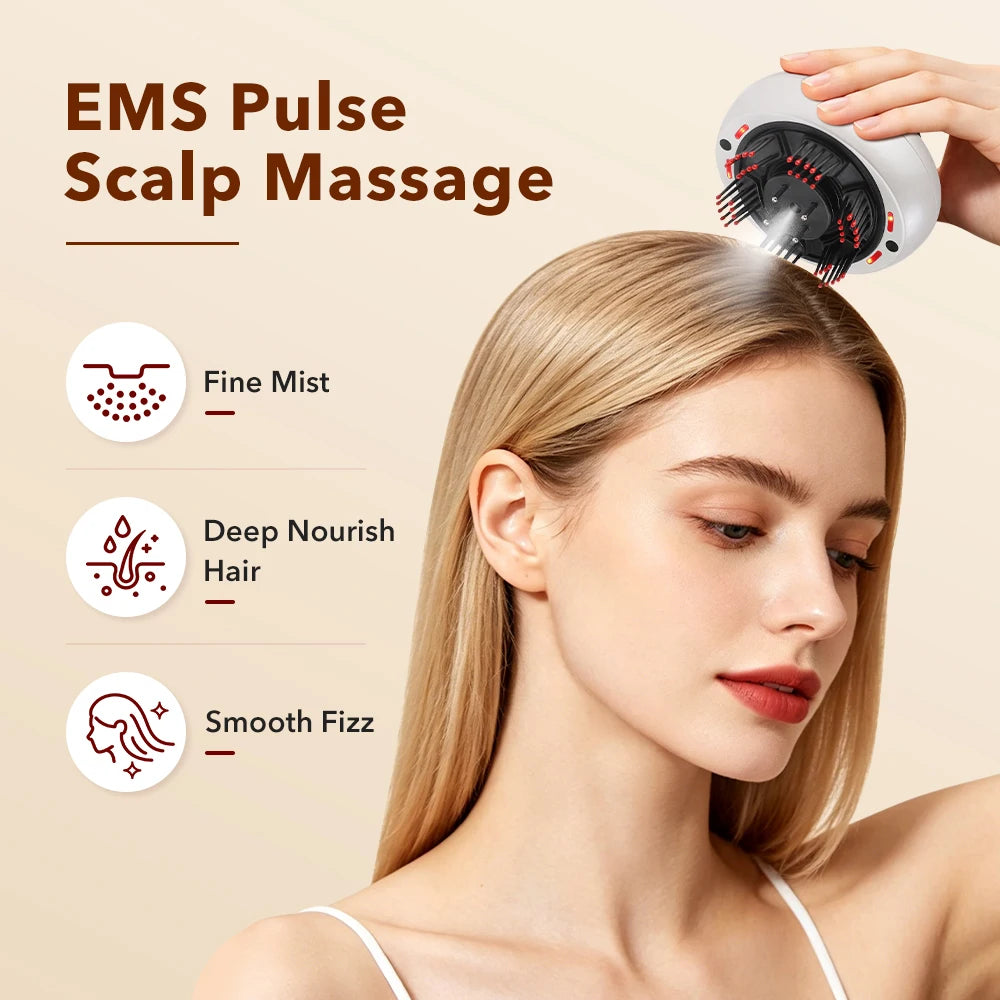 Electric Scalp Massager and Hair Oil Applicator with LED Light Therapy