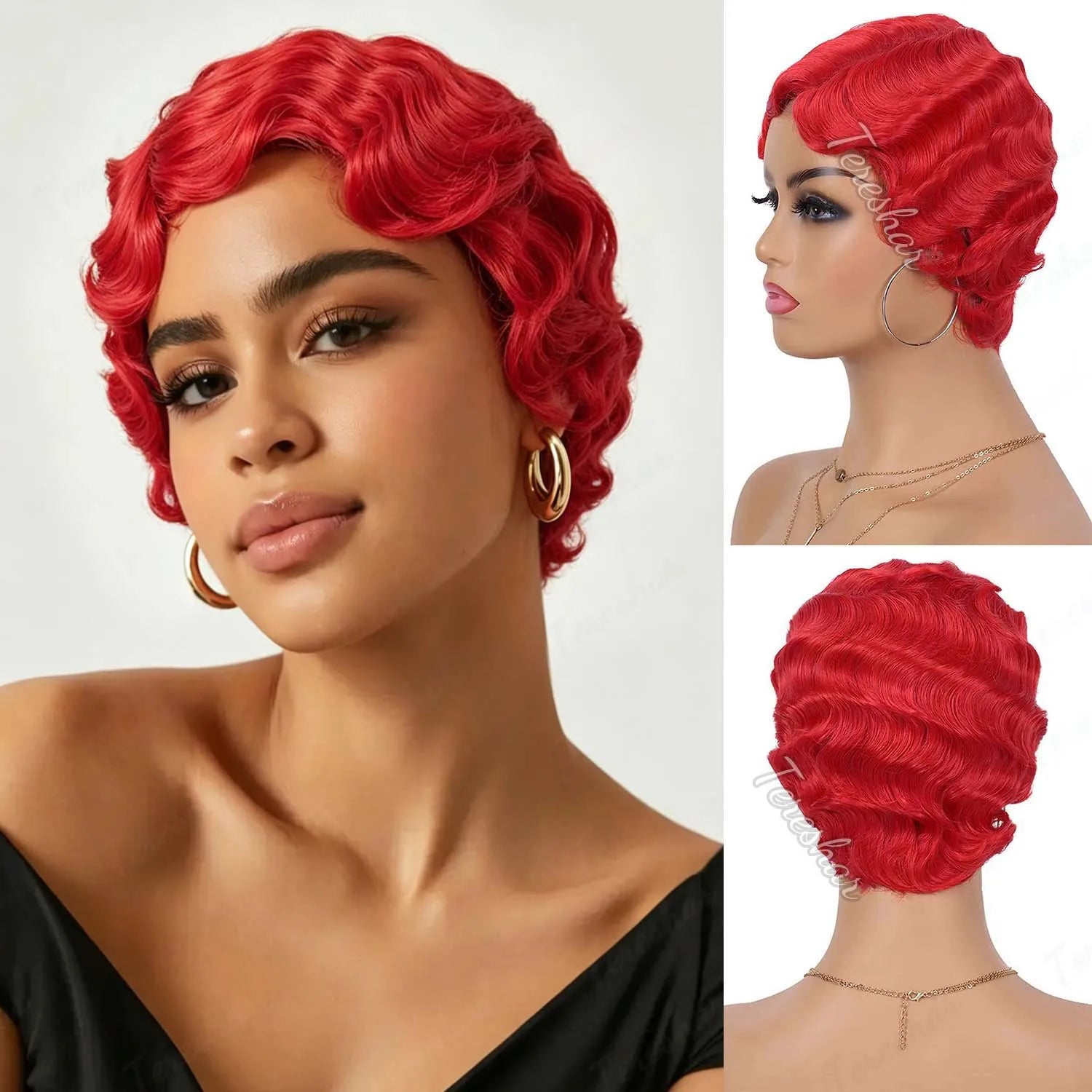 Short Finger Wave Pixie Cut Wig for Women Stylish Daily Cosplay Hair - 13