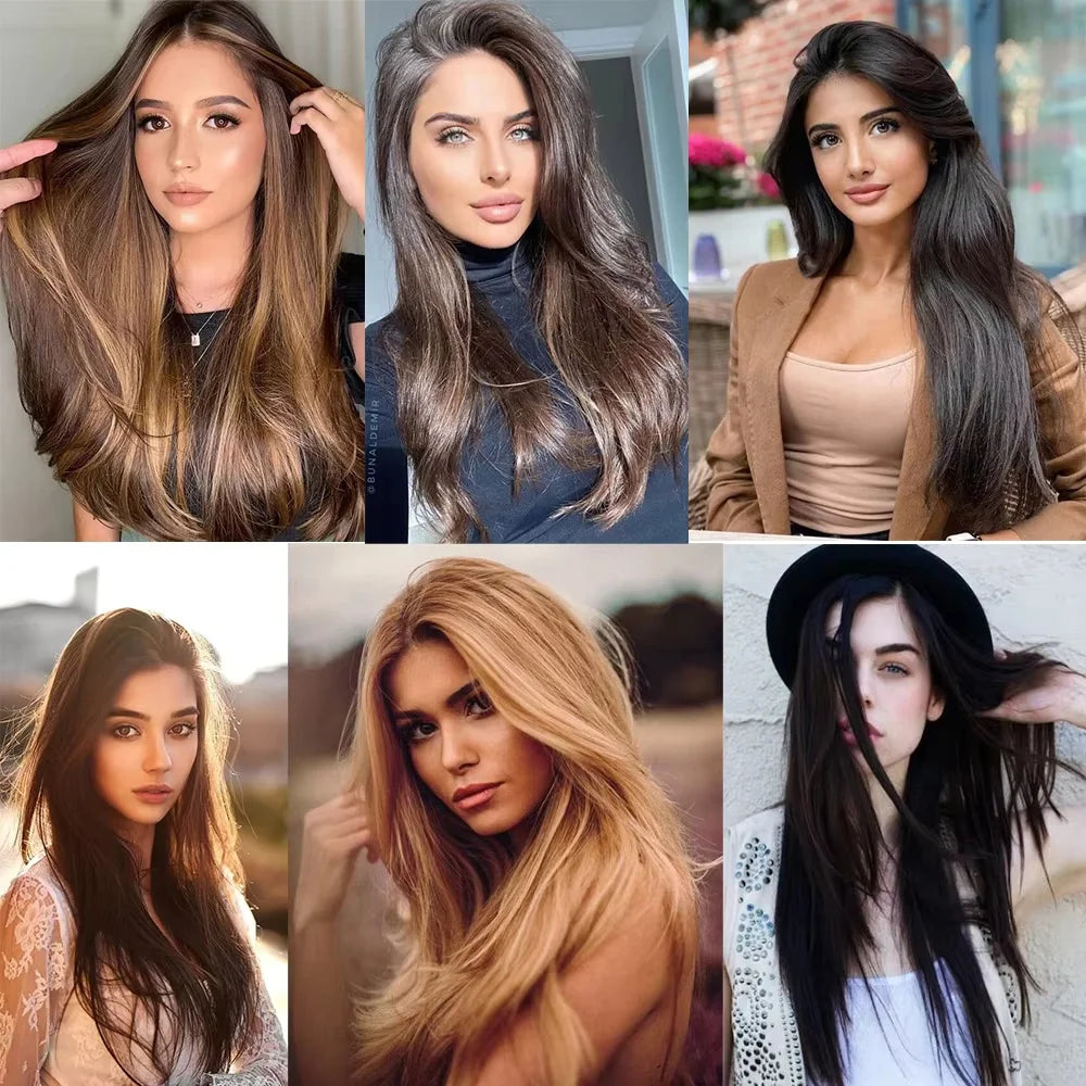 Straight Clip-in Hair Extensions for Instant Length and Volume - 6
