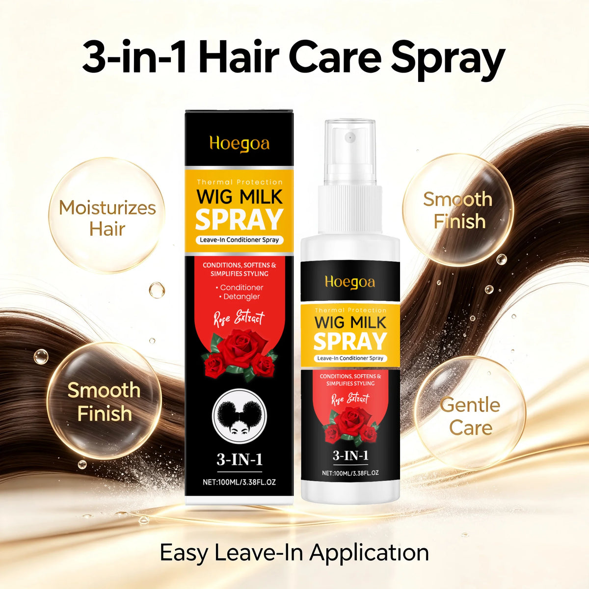 3-in-1 Rose Leave-In Conditioning Spray for Wigs and Natural Hair