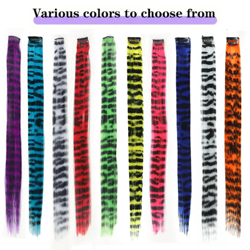 Colorful Leopard Print Clip-In Hair Extensions for Parties and Daily Use - 5