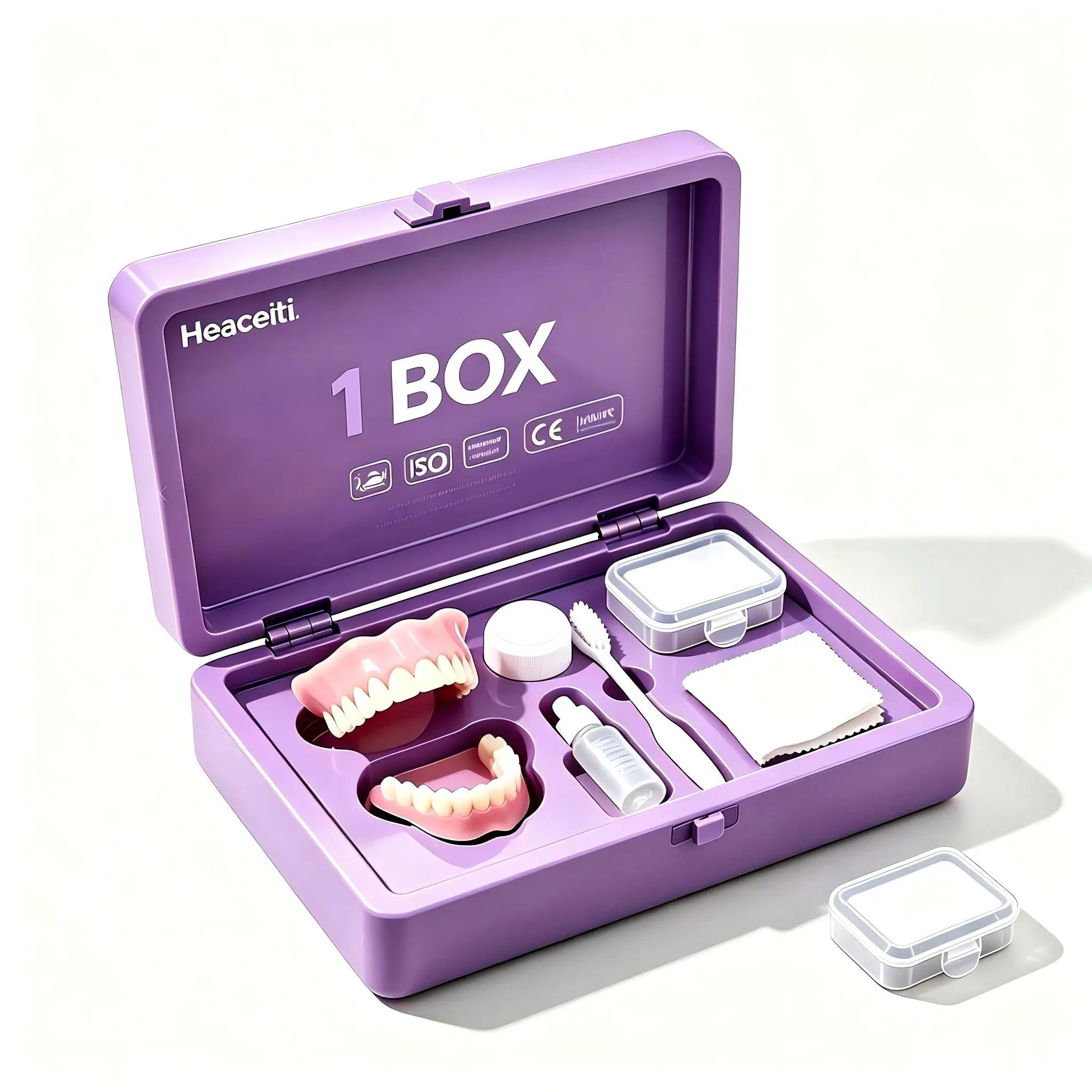 Instant Smile Natural Cosmetic Denture and Daily Care Storage Kit - 10