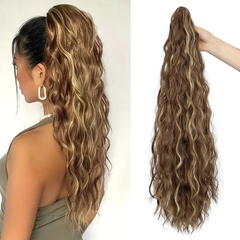 Water Wave Claw Clip Ponytail Extension for Effortless Messy Volume