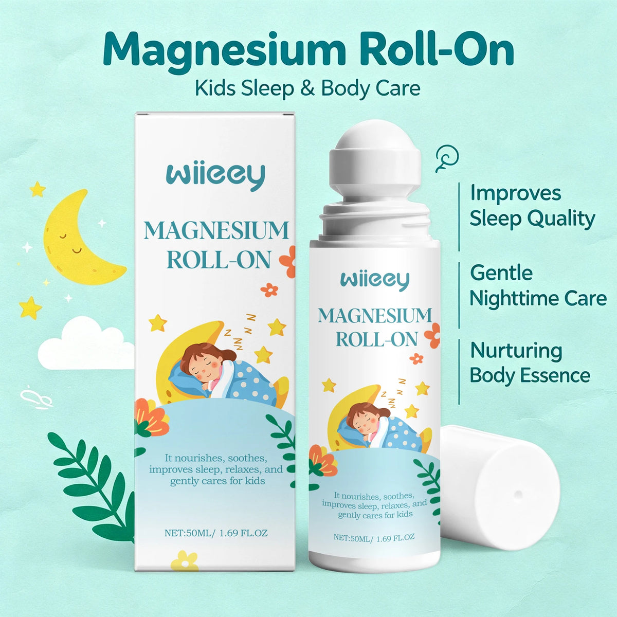 Magnesium Roll-On for Kids Restful Sleep and Body Relaxation