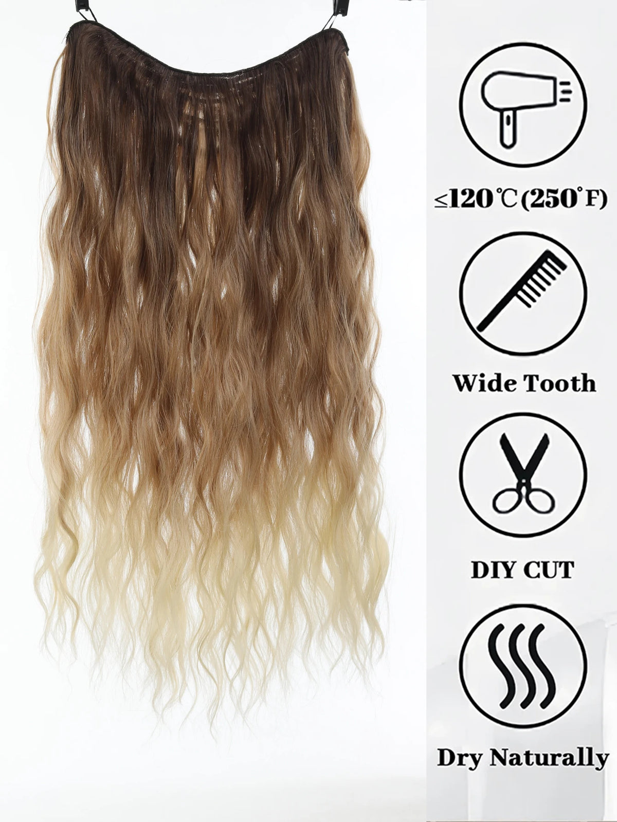 24-Inch V-Shaped Wavy Clip-In Hair Extensions for Instant Volume