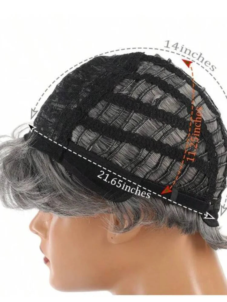 Short Gray Pixie Cut Wig for Women Daily Wear