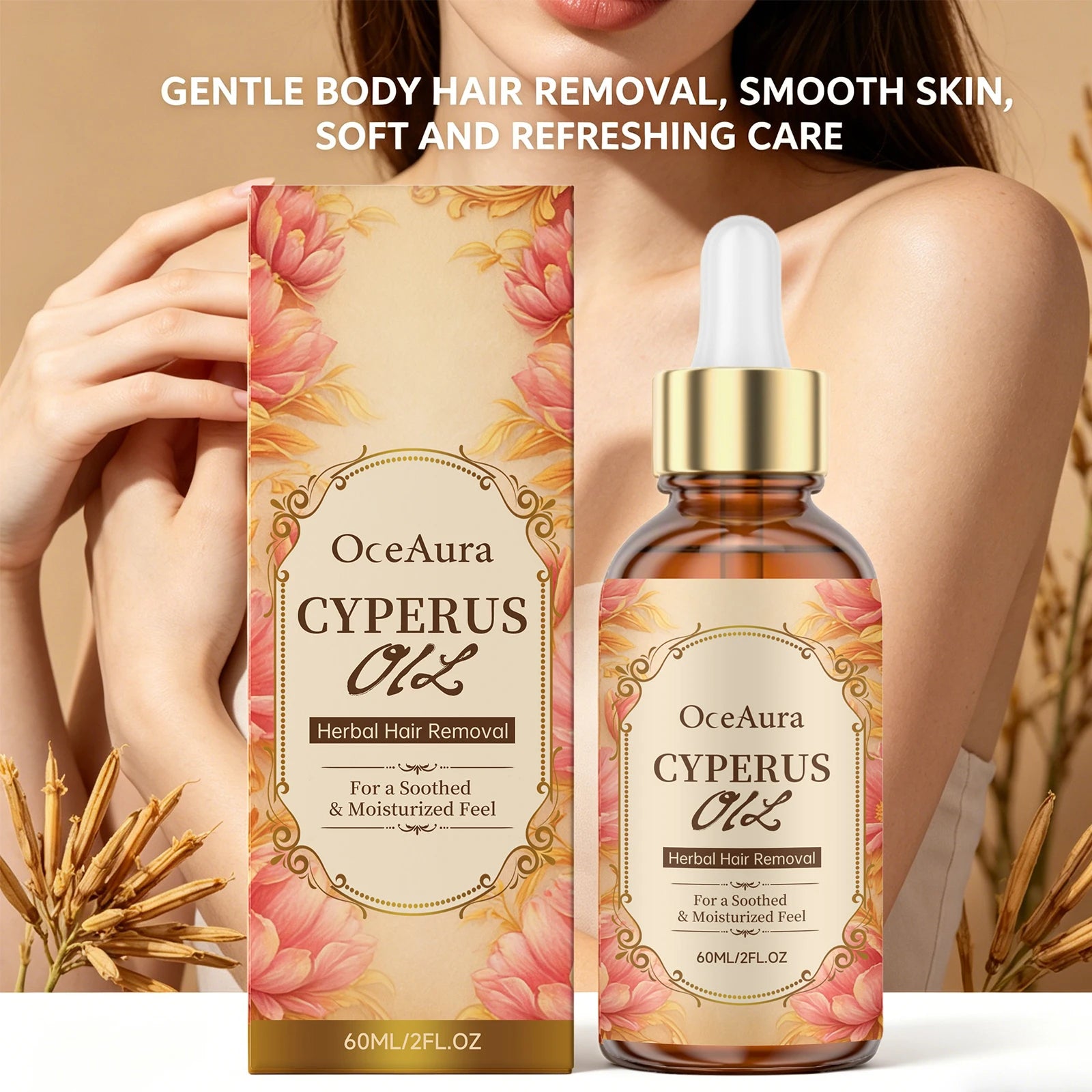 Herbal Cyperus Oil for Hair Growth Inhibition and Smooth Skin Care - 1