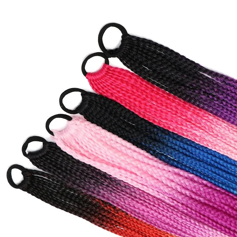 24-Inch Gradient Colored Braided Ponytail Hair Extension