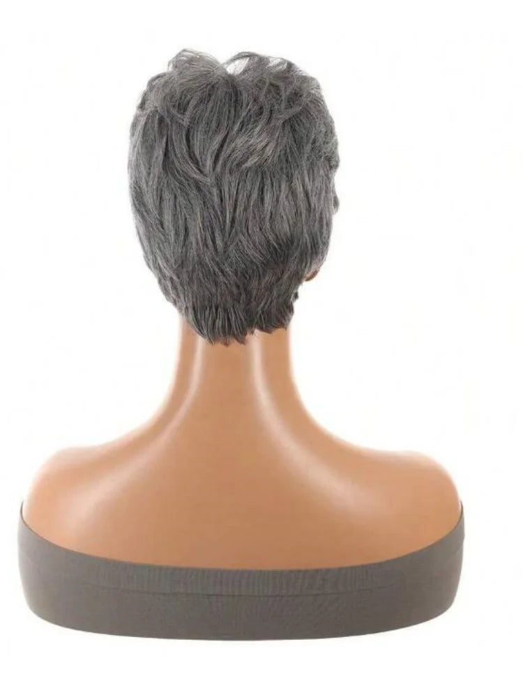 Short Gray Pixie Cut Wig for Women Daily Wear