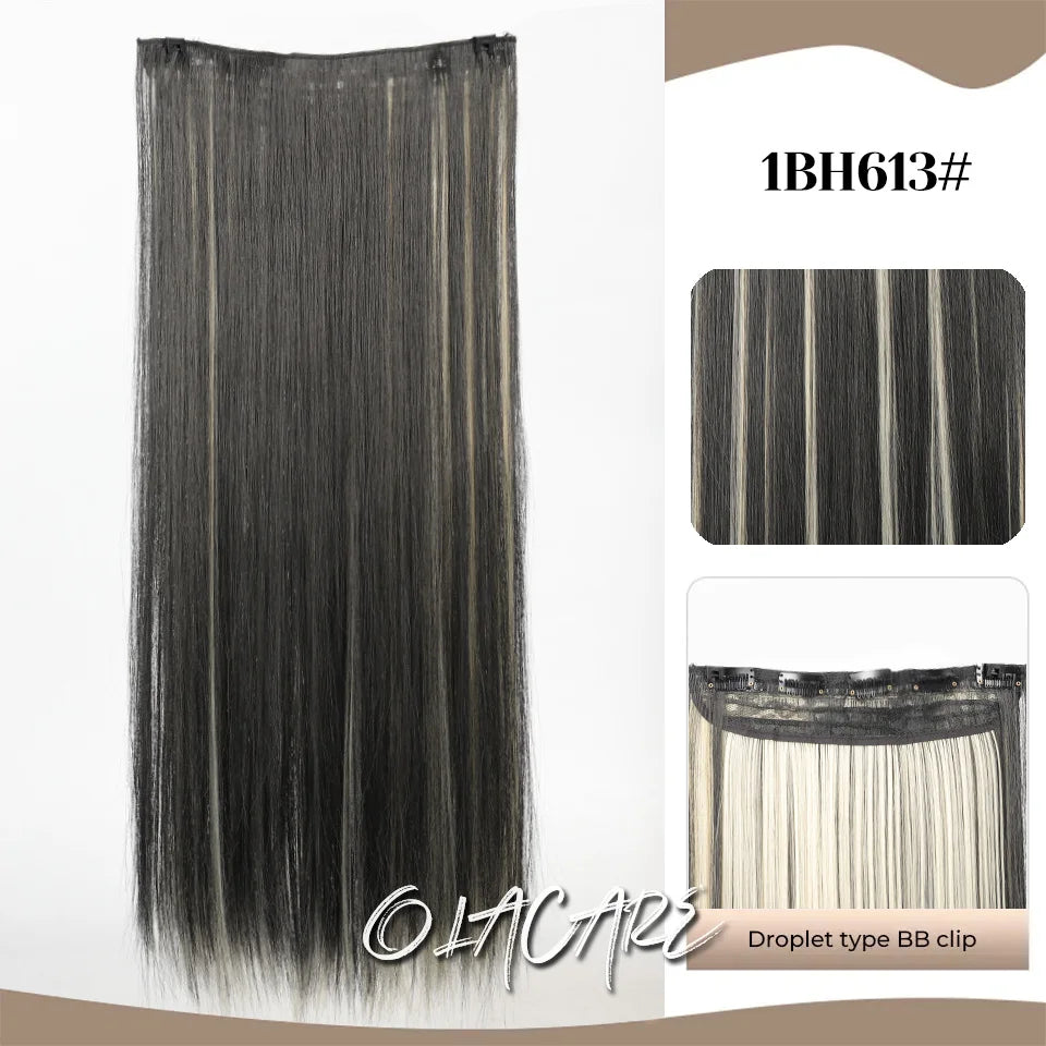 24-Inch Long Straight Clip-In Hair Extensions for Women