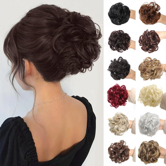 Messy Curly Claw Clip Hair Bun Extension