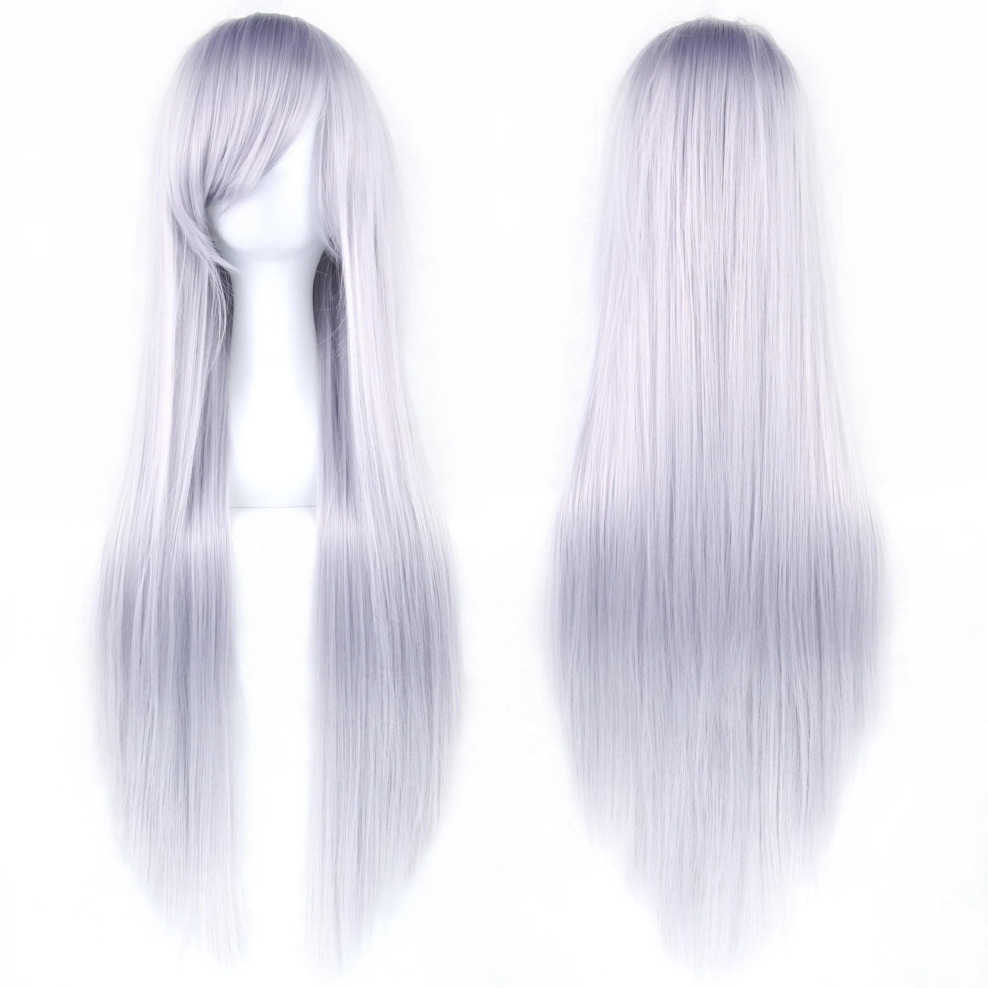 Long Straight Gray Cosplay Wig for Halloween and Costume Parties - 3