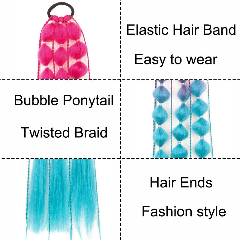 Colorful Bubble Braid Ponytail Extension for Women - 2
