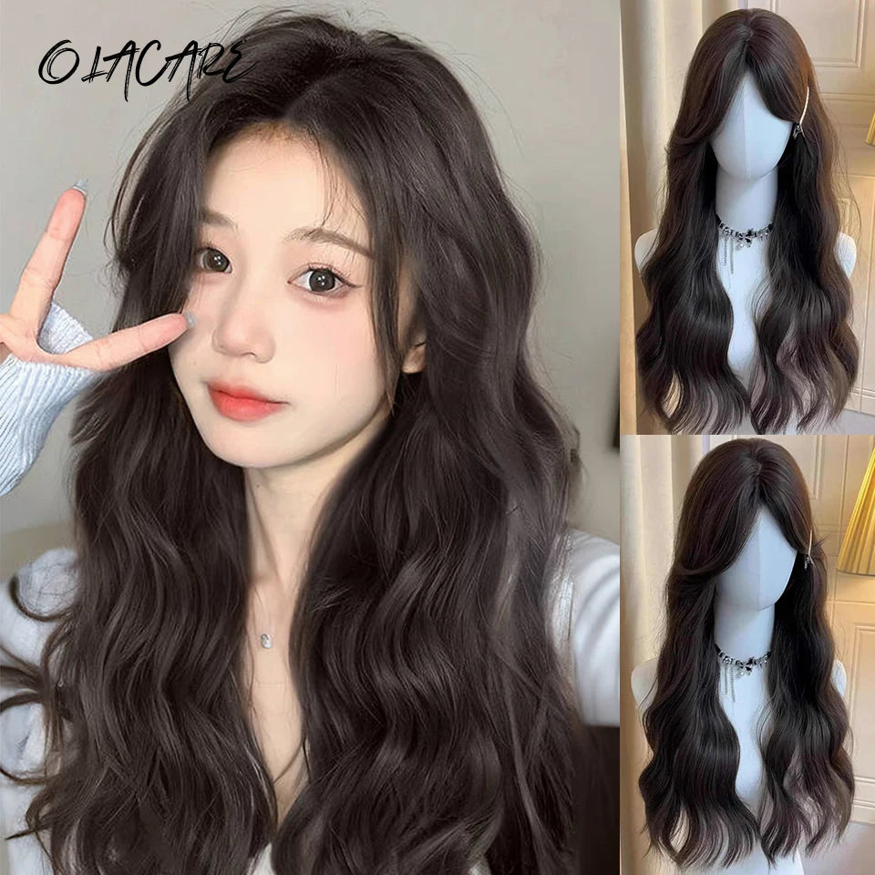 Wavy Brown Cosplay Wig with Curly Pigtails for Costume Parties - 72