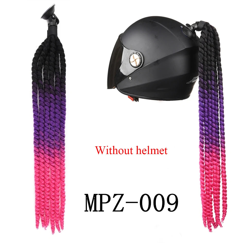 24 Inch Motorcycle Helmet Braided Ponytail with Suction Cup