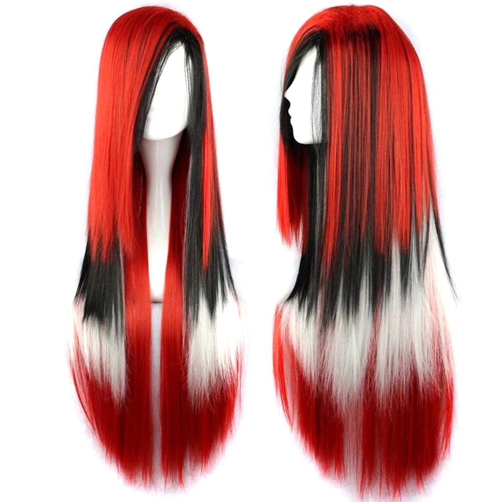 Long Ombre Rainbow Curly Cosplay Wig with Bangs for Women - 8