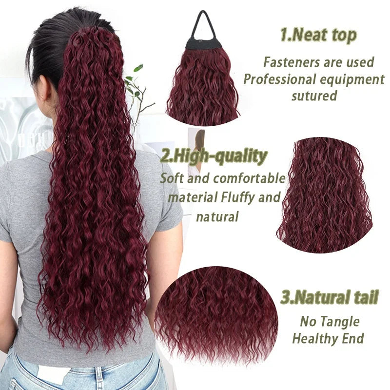 Long Wavy Curly Ponytail Hair Extension for Daily Voluminous Styles - 11