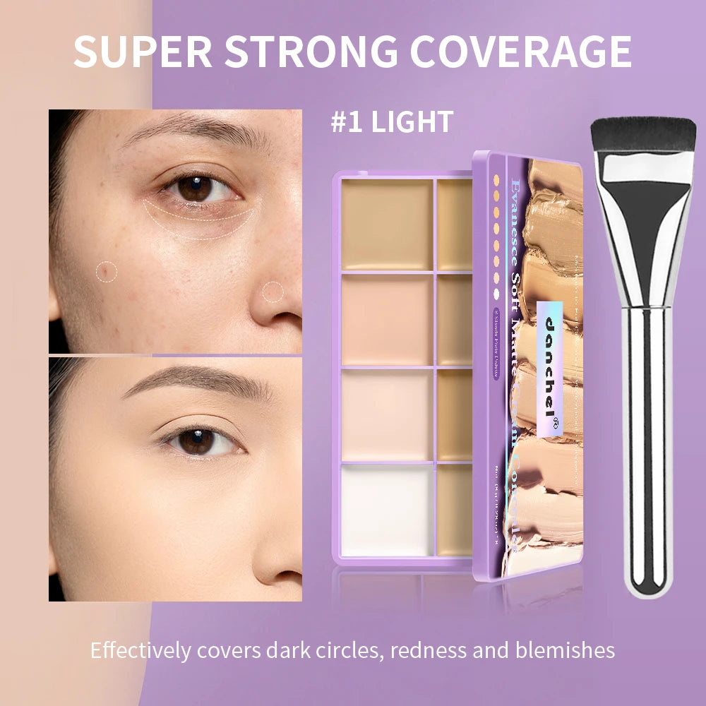 8-Shade Cream Concealer Palette for Full Coverage Face Contouring - 20
