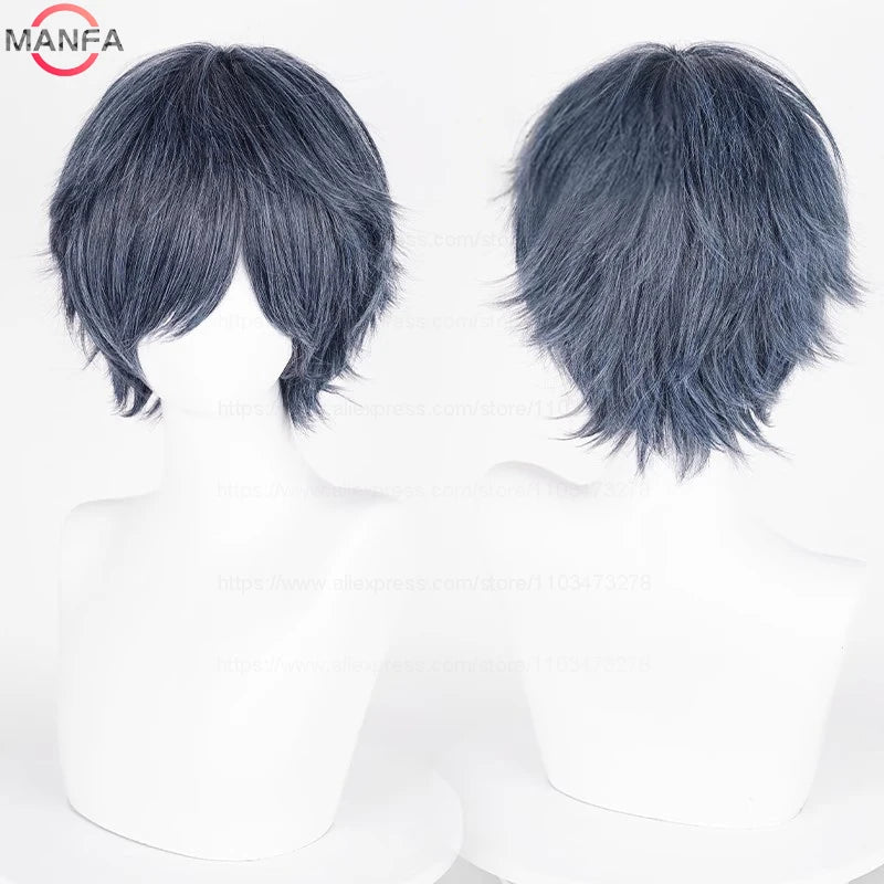 30cm Short Straight Cosplay Wig for Men and Women