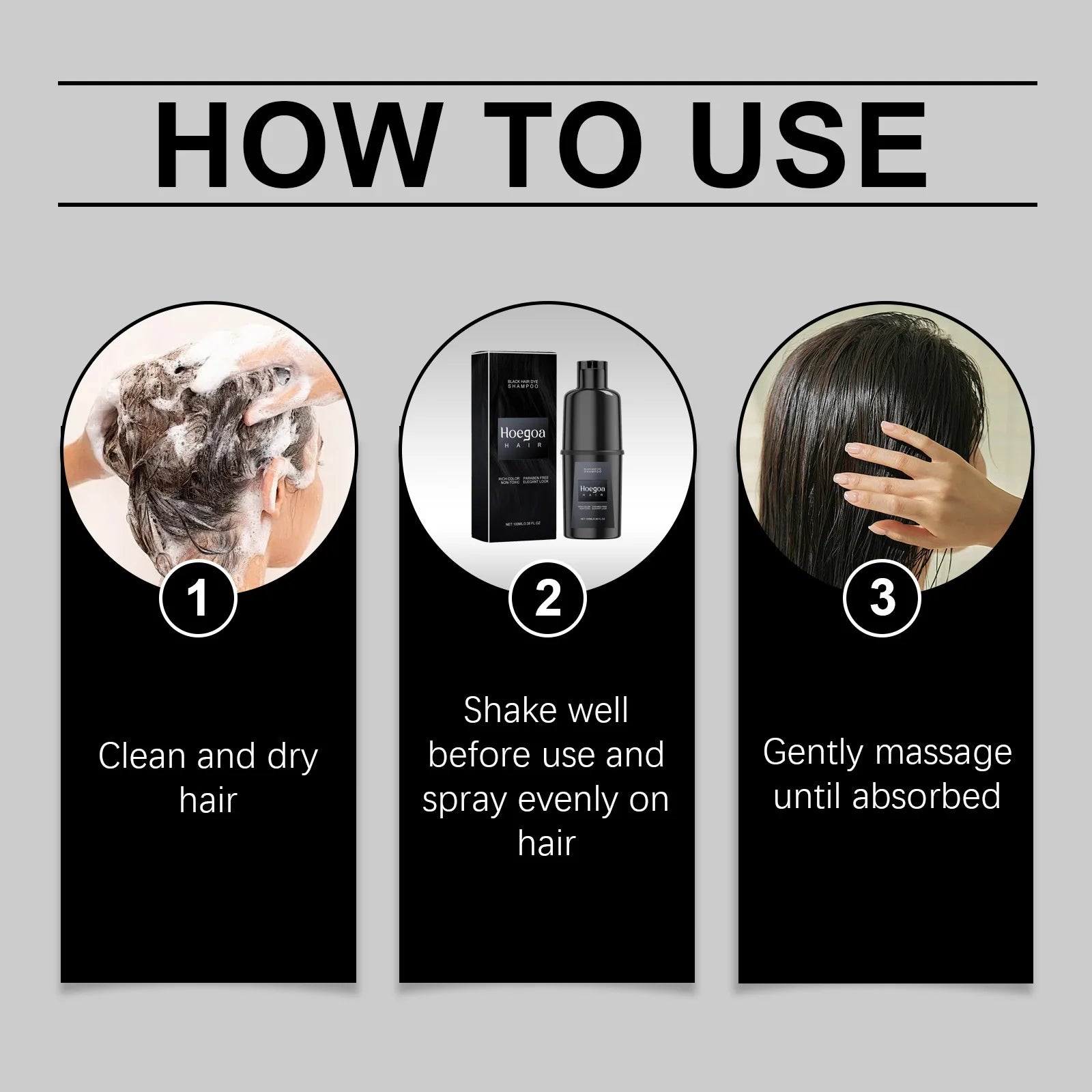 Instant Hair Color Dye Shampoo for Easy Grey Hair Coverage - 15