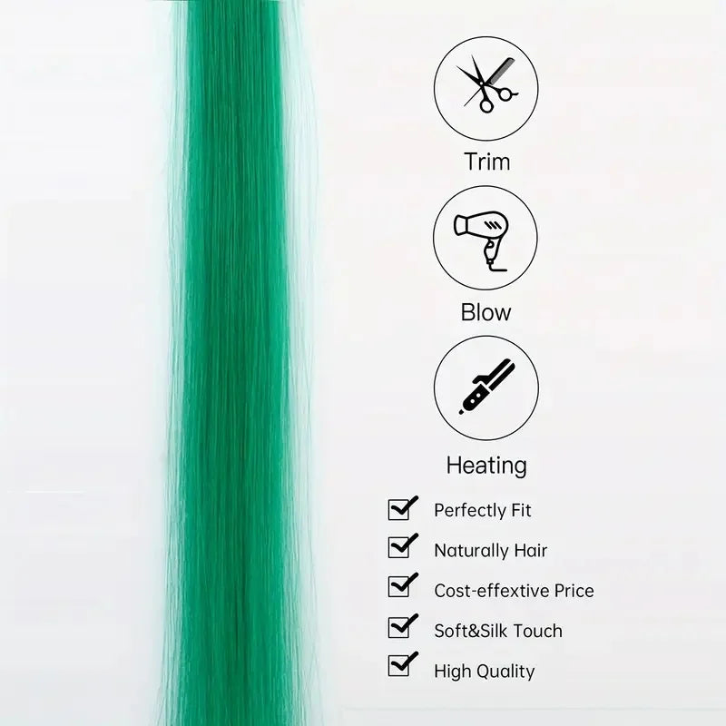 22-Inch Clip-In Colorful Hair Extensions for Parties - 3