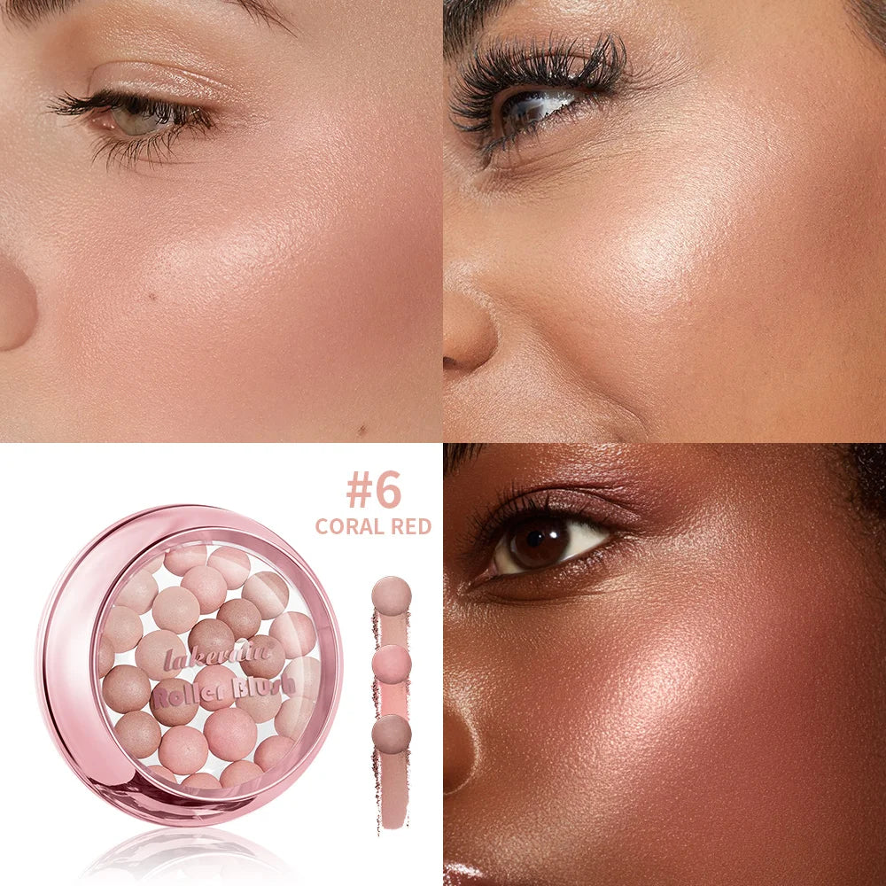 Spherical Powder Bead Blush for Natural Glowing Makeup Finish