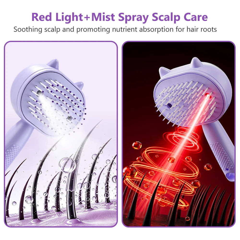 Electric Mist Spray Scalp Massager and Detangling Hair Brush