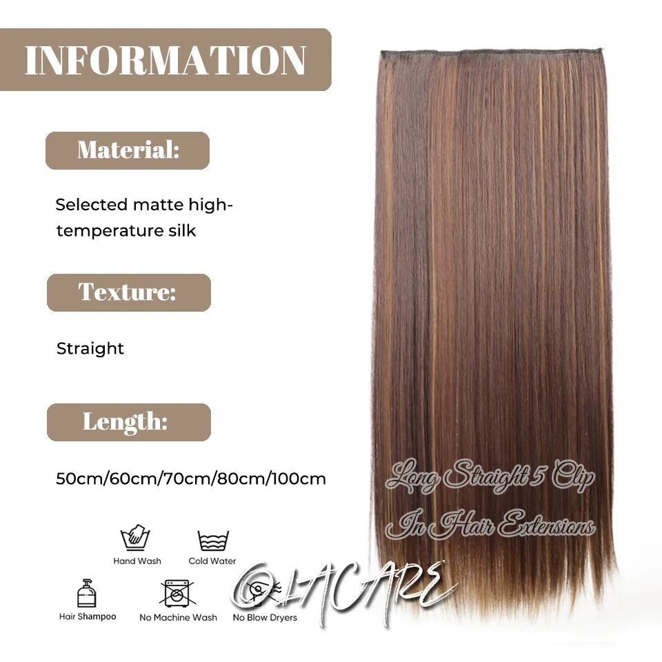 24-Inch Long Straight Clip-In Hair Extensions for Women - 14