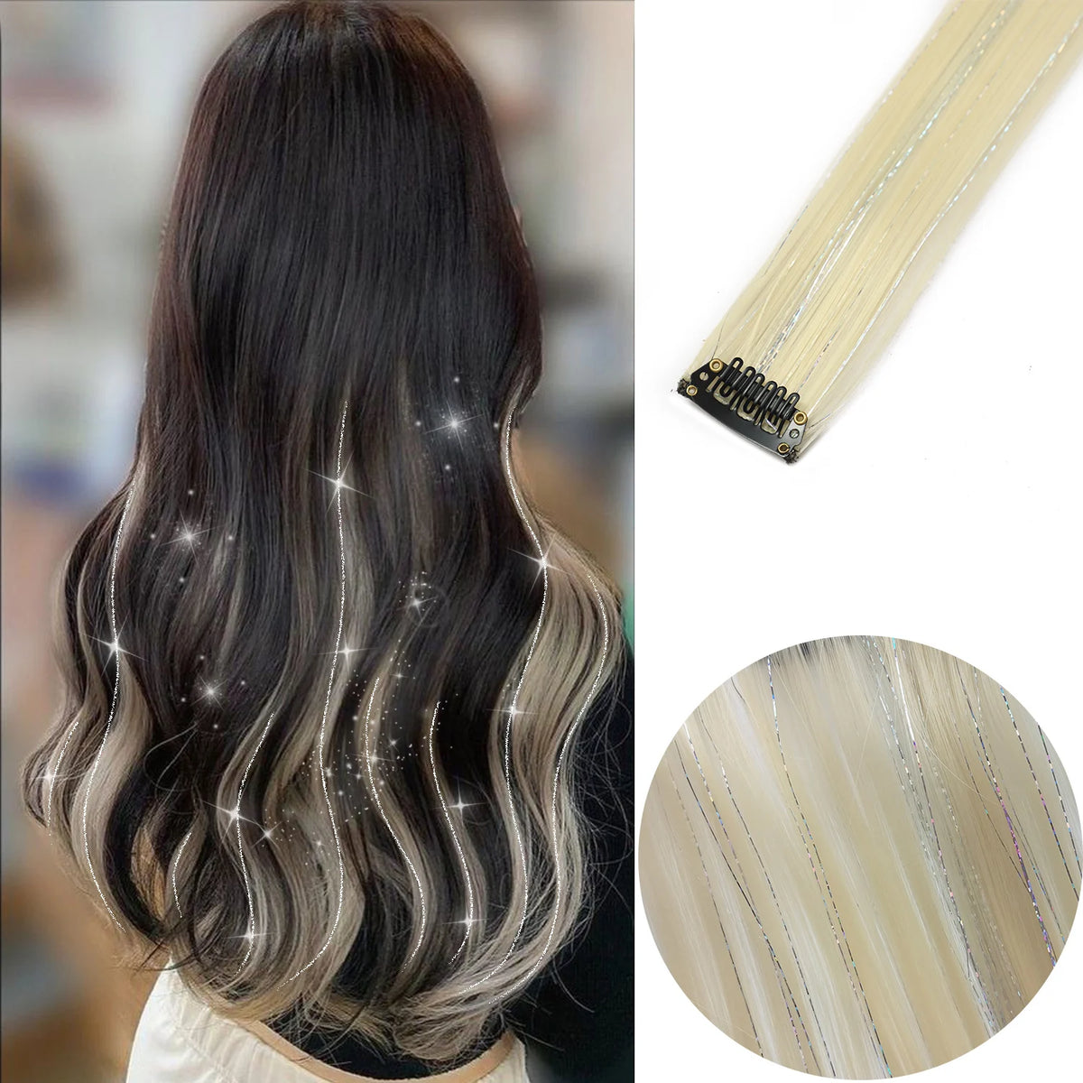22-Inch Colored Clip-In Hair Extension Highlights