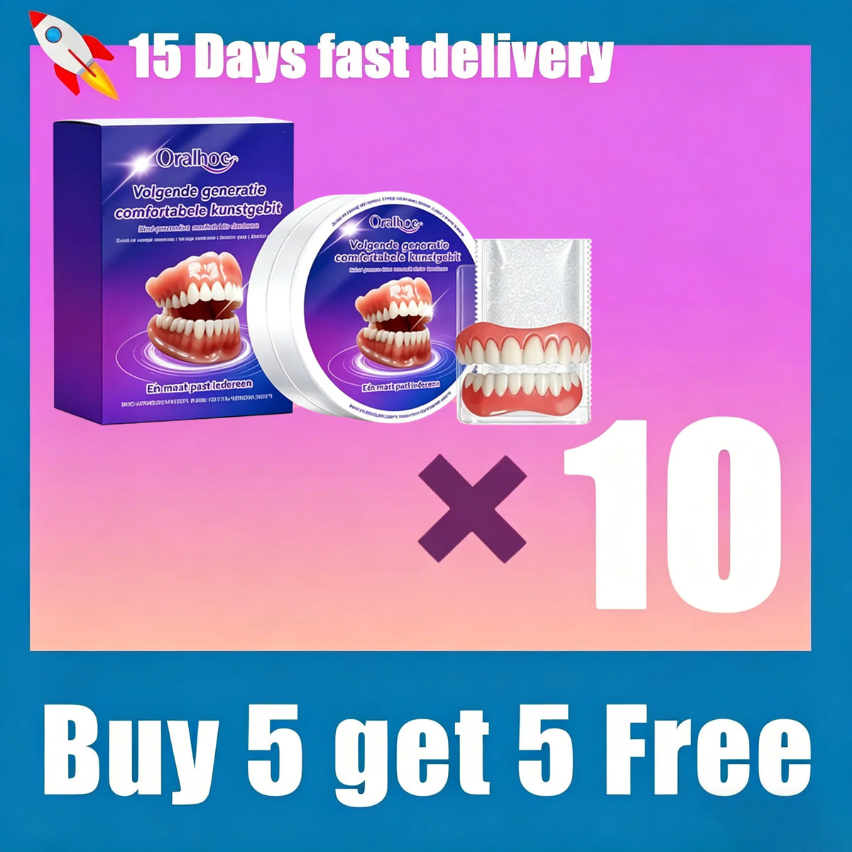 Soft Silicone Snap-On Denture Kit for Realistic Natural Looking Smile