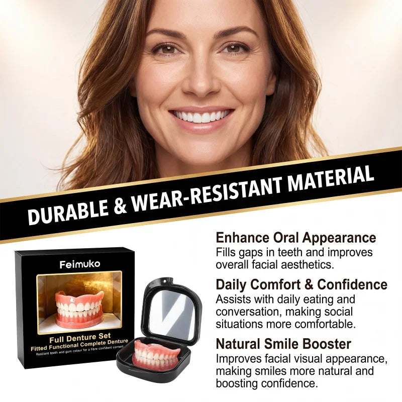 Custom Silicone Upper and Lower Dentures for Natural Smile and Comfort