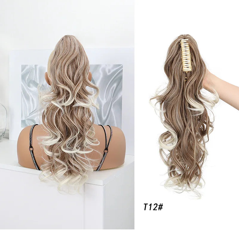 16-Inch Curly Wavy Claw Clip Ponytail Hair Extension
