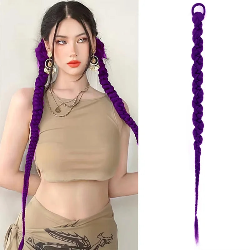 Thick Braided Ponytail Extension with Elastic Hair Tie for Daily Styling