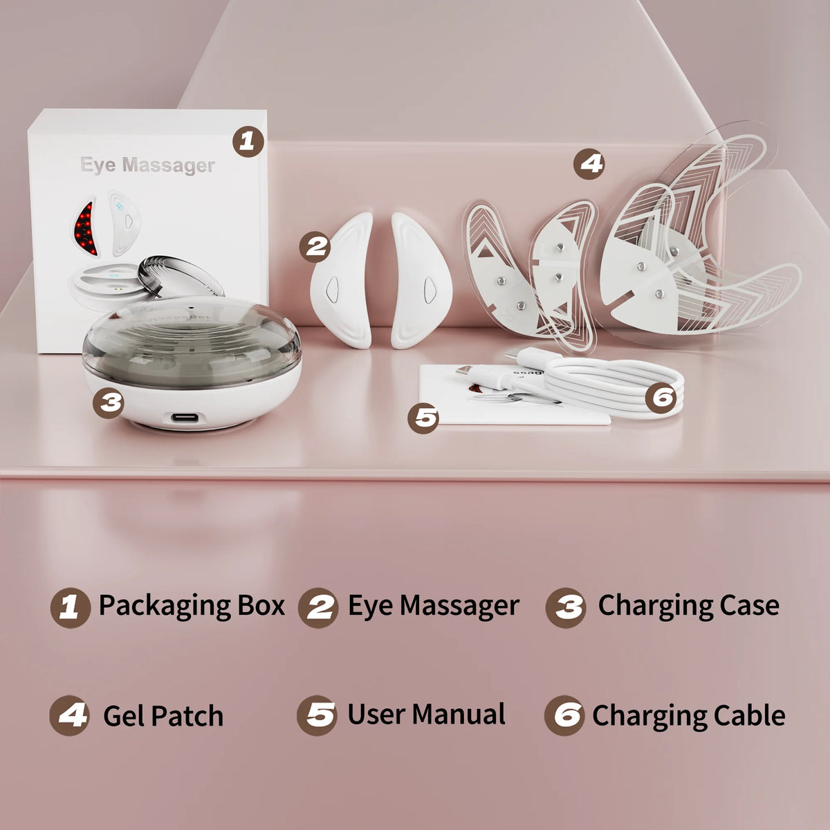 Red Light Microcurrent Eye Massager for Dark Circles and Puffiness