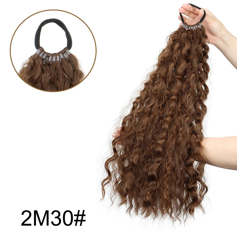 Wavy Curly Synthetic Long Ponytail Hair Extension for Daily Styling