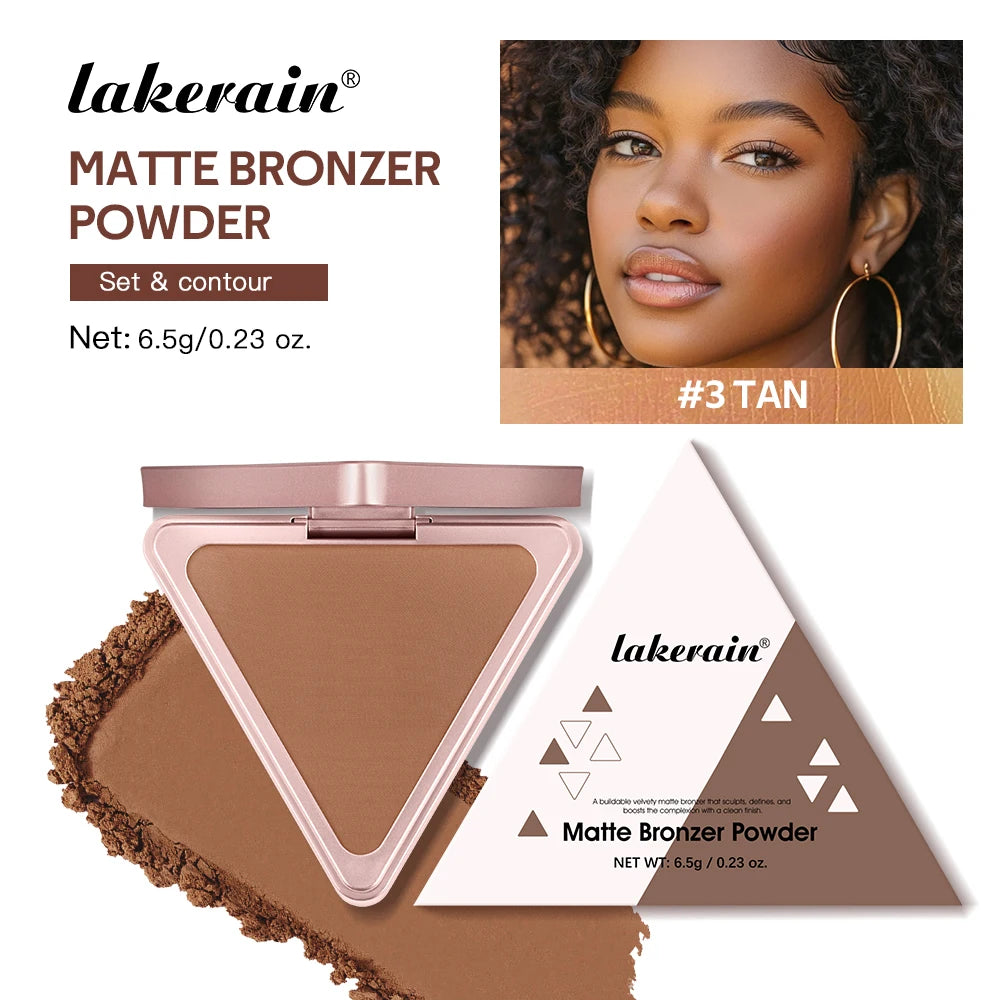 Long-Lasting Matte Bronzer Powder for Face Contouring and Shading