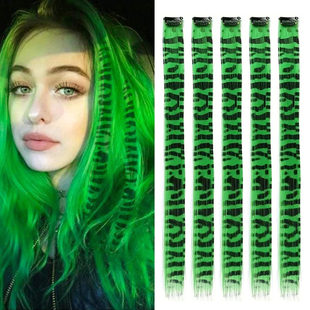 Stripe Printed Clip-in Hair Extensions for Parties