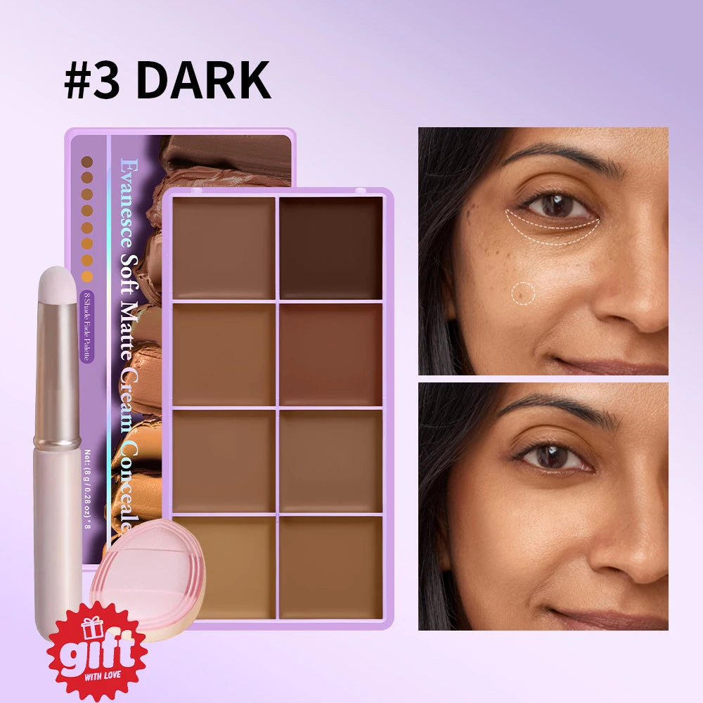 8-Shade Professional Cream Concealer and Contouring Makeup Palette - 19