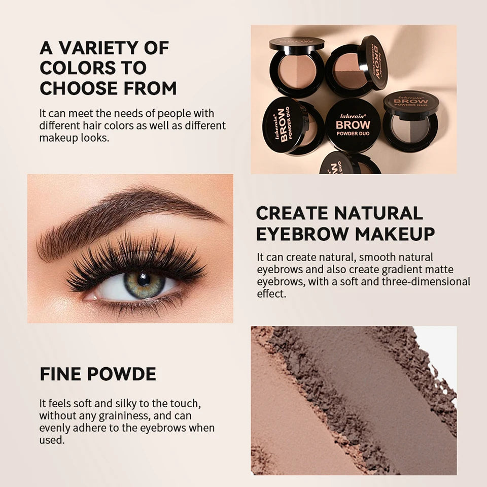 Dual-Tone Eyebrow Powder Palette with Professional Grooming Brush