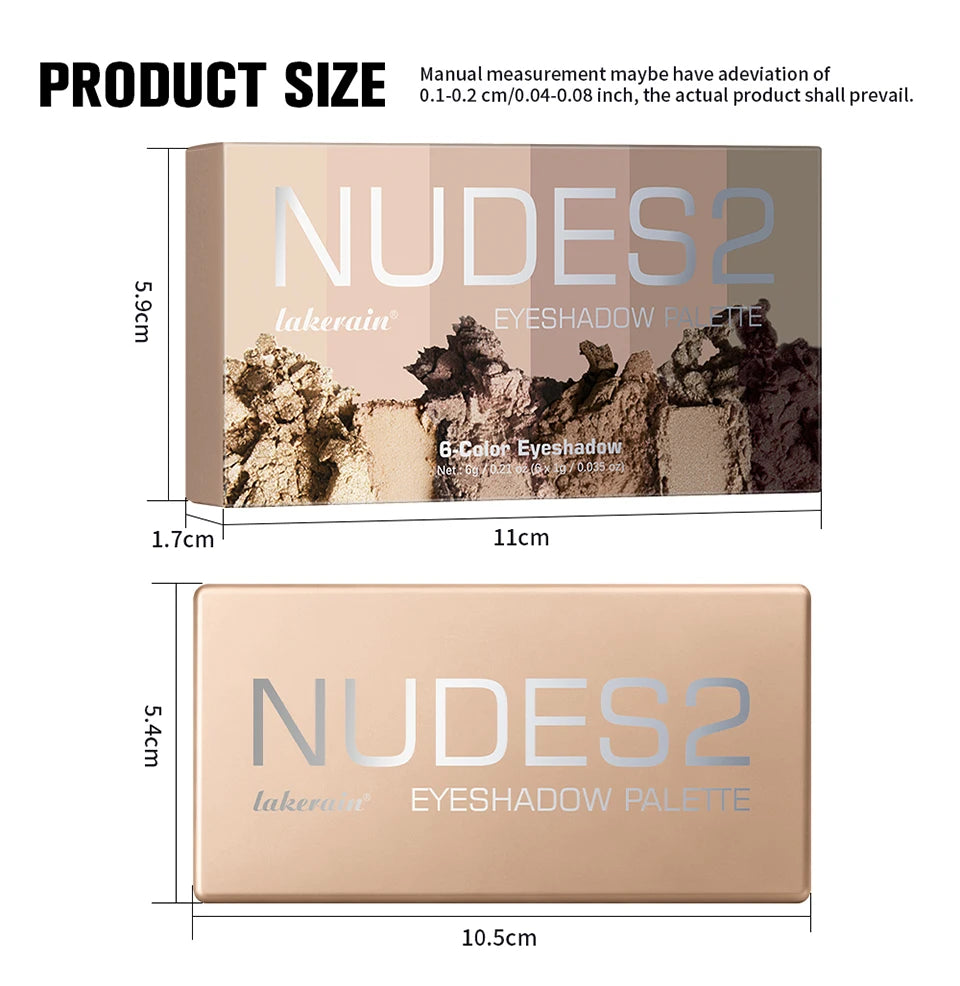 6-Color Matte Eyeshadow Palette for Neutral Nude and Smoky Eye Looks