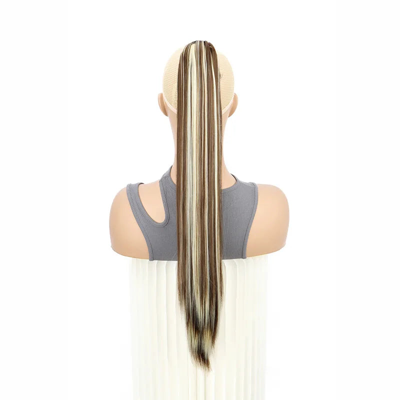 24-Inch Long Straight Claw Clip-On Ponytail Hair Extension - 11